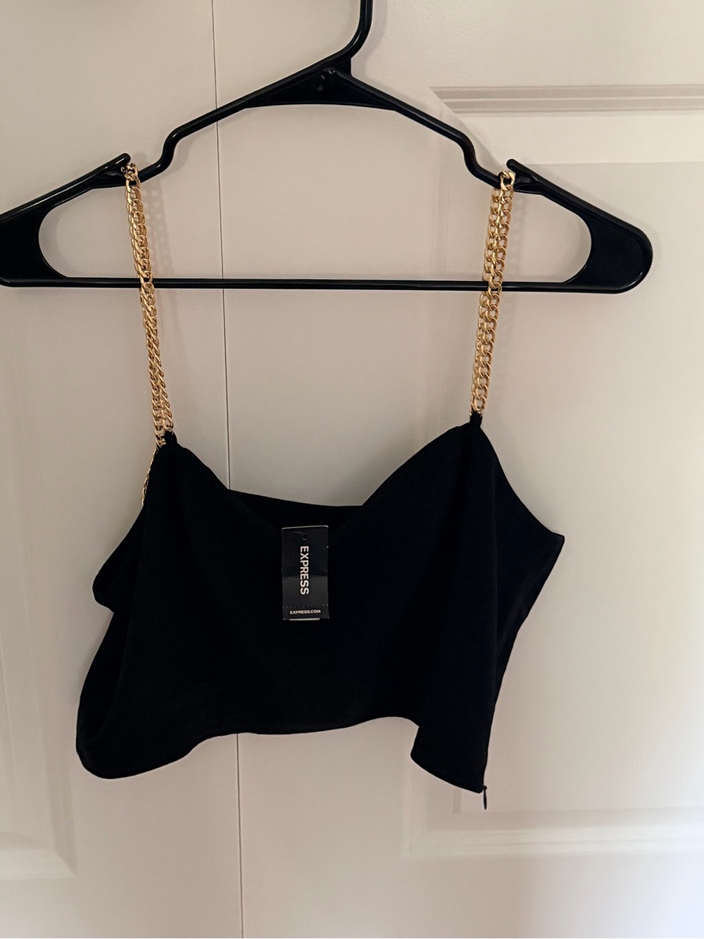 Express Black Crop Top with Gold Chain Straps